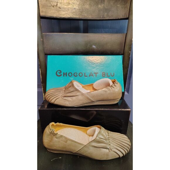 Chocolat Blu Women's Leather Gray Vic Mini Wedge Shoes Size 9 - Picture 1 of 9